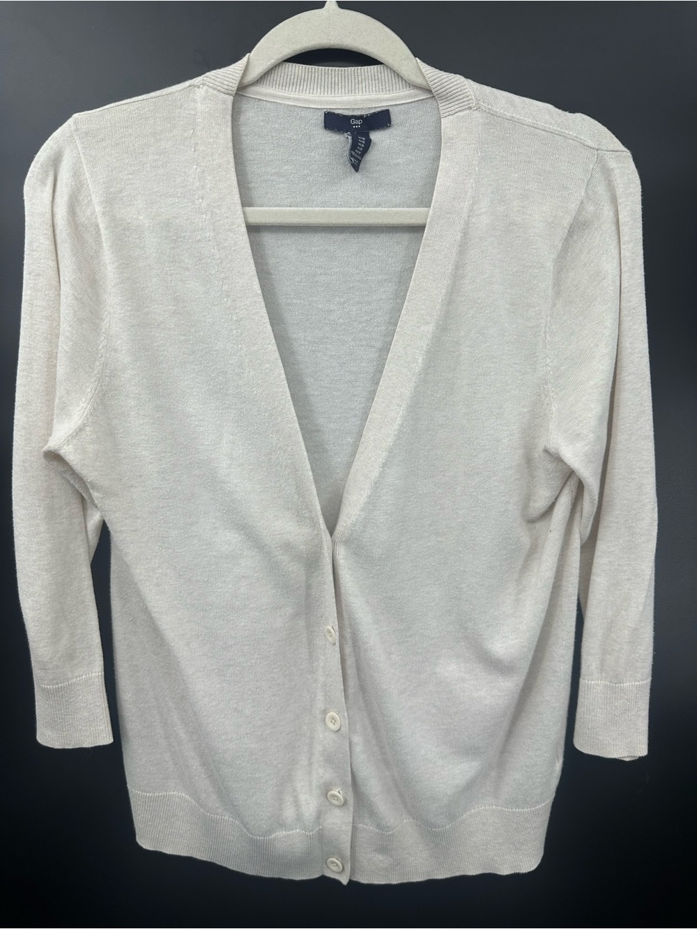 Gap Ivory Button Front Cardigan Womens Medium Coastal Quiet Luxury Lightweight - Picture 2 of 9